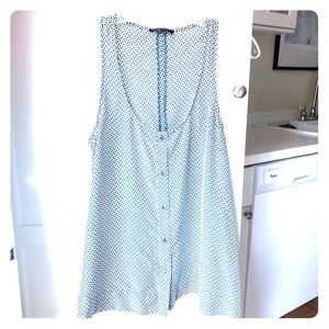 100% silk blue and white Martin + Osa tank top